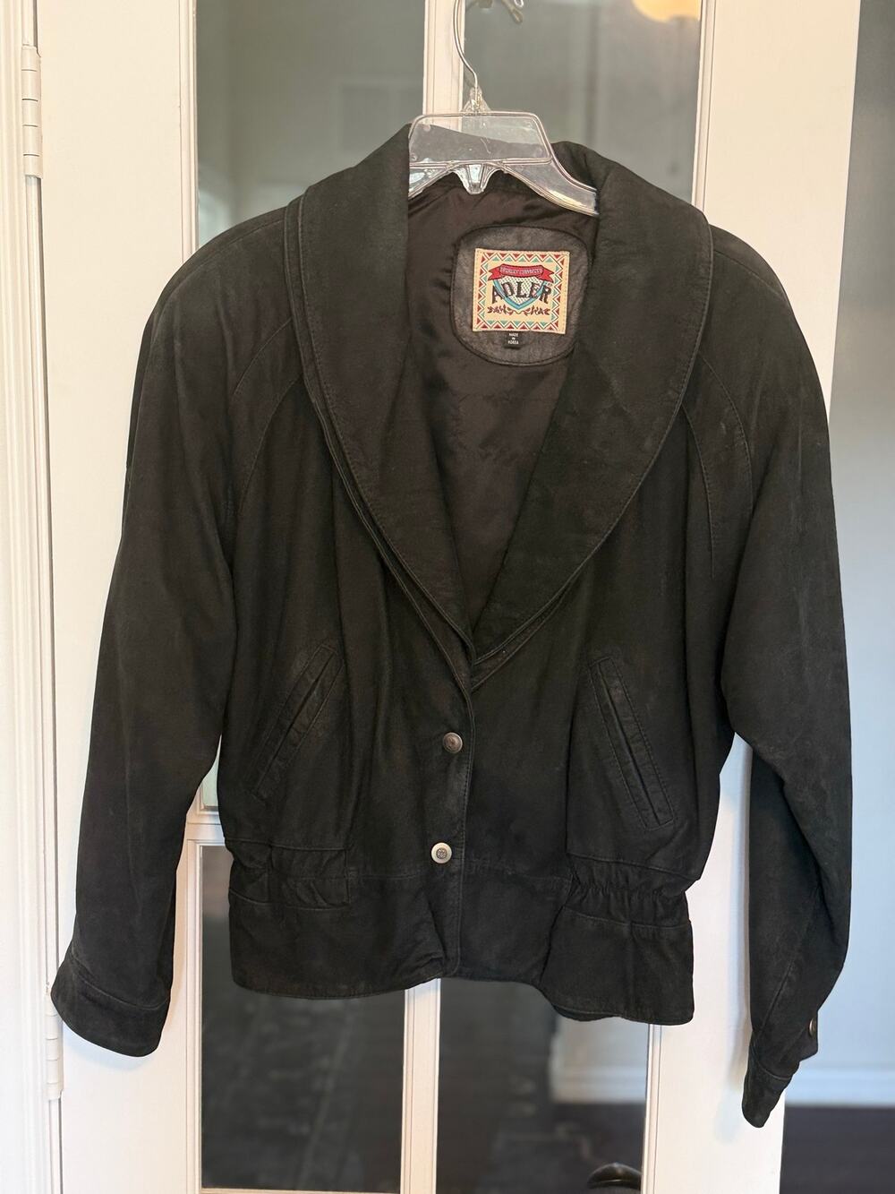 Vintage 1980s Adler Black Leather Jacket Oversized Women’s medium*